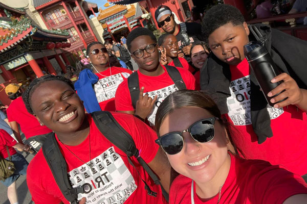 TRIO students pose for a group photo in Hollywood.'